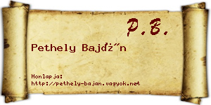 Pethely Baján névjegykártya